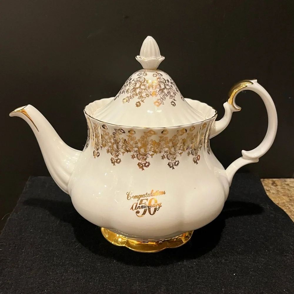 Vintage Royal Albert 50th Anniversary 6 C Teapot, Creamer and Plate, England